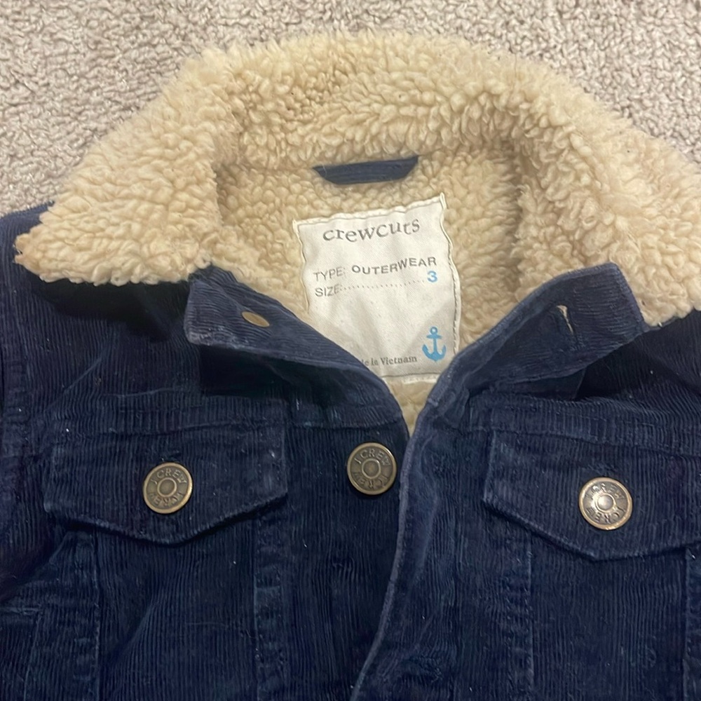 Jcrew boys corduroy blue jacket with full lining